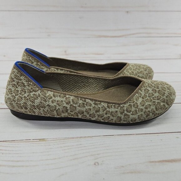 Rothys‎ The Flat Womens 6 Tan Brown Spotted Leopard Slip On Ballet Flats Shoes - Picture 4 of 9